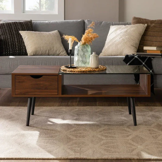 Coffee table - MDF wood - Brown - 100x50x40 cm - Cataloug