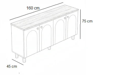 Buffet - MDF Wood - White & Brown - 160x45x75 cm