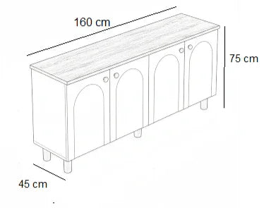 Buffet - MDF Wood - White & Brown - 160x45x75 cm - Cataloug