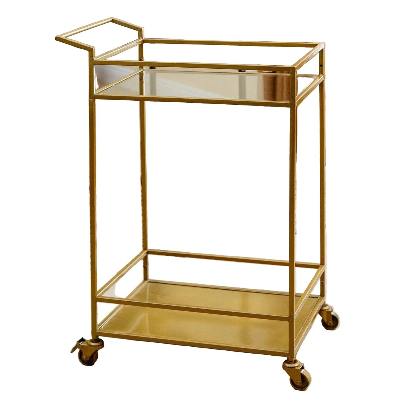 Serving Table - Steel - Glass - Gold - 60x40x90 cm - Cataloug