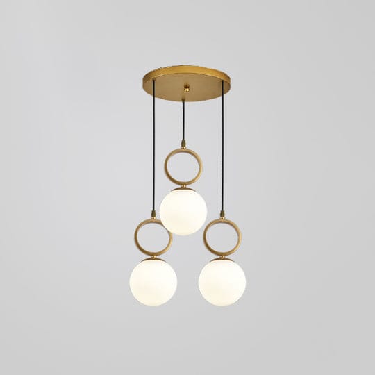 Chandelier - Metal & Glass - Gold With White glass- 100 x 50 cm