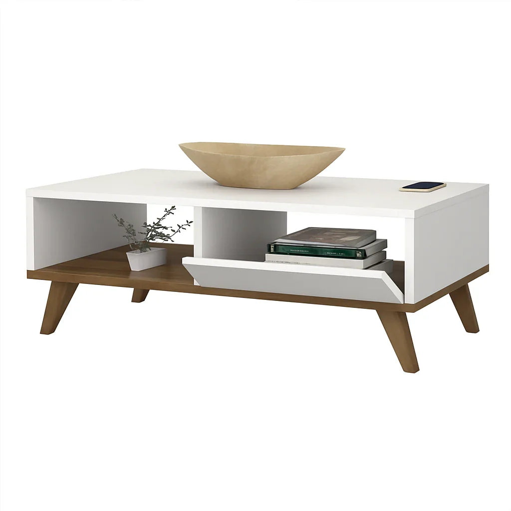 Coffee table - MDF - White & Brown - 120x60x40 - Cataloug
