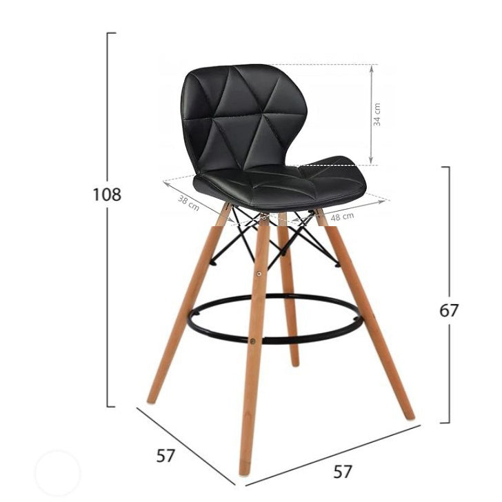 Leather bar chair - black
