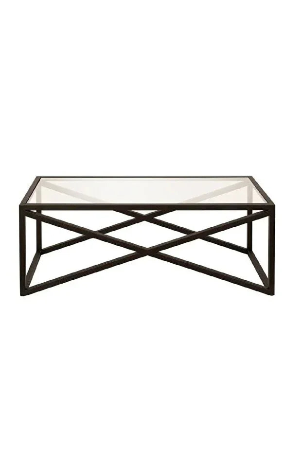 Coffee Table - Steel - Glass - Black - 90x40x50 cm - Cataloug
