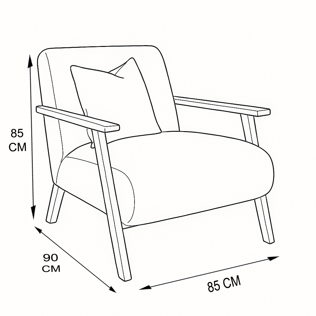 Chair - Oak Wood - Linen- Multi color - 85x85x90 cm - Cataloug