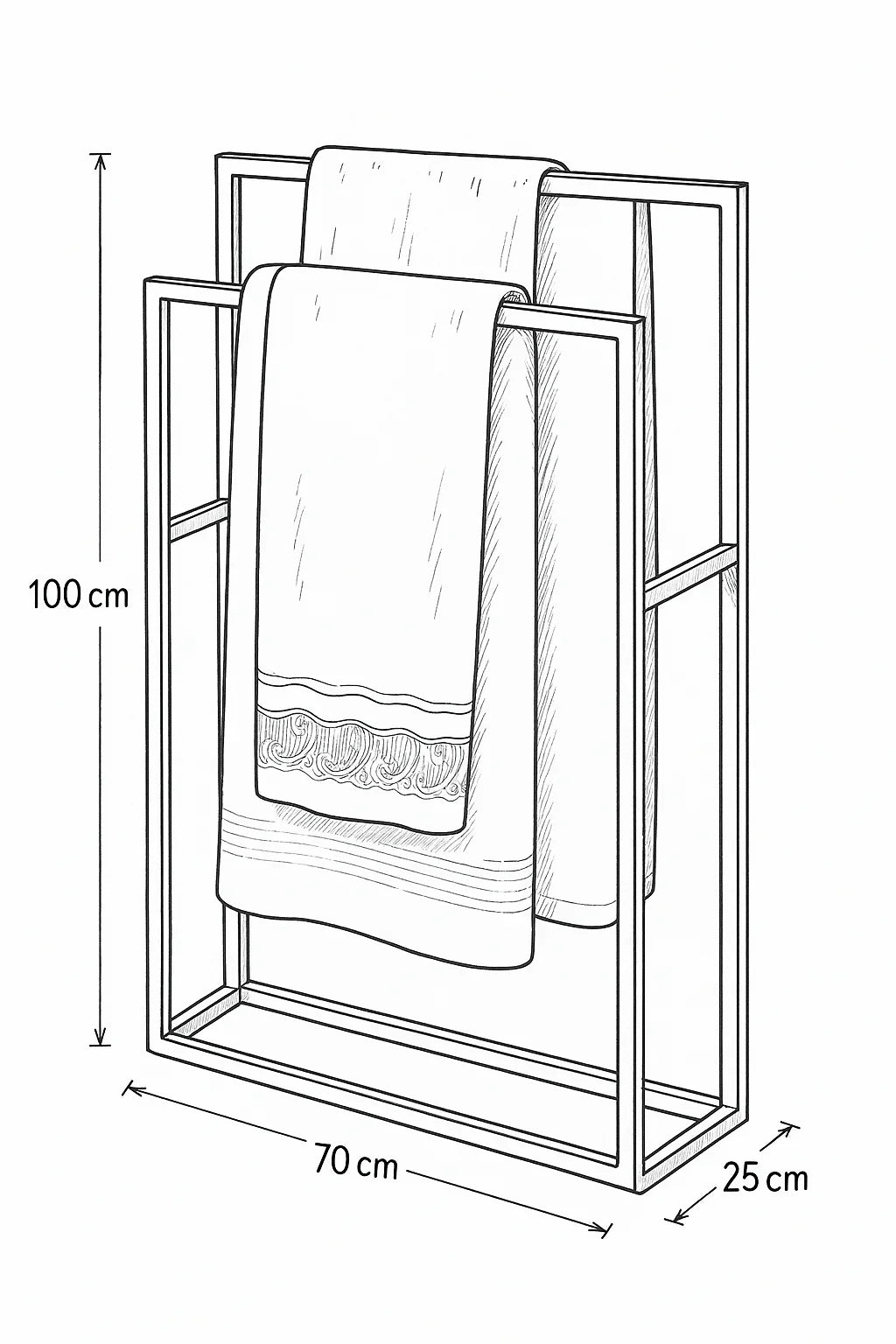 Towel Holder - Steel - Black - 100x25x70 cm - Cataloug