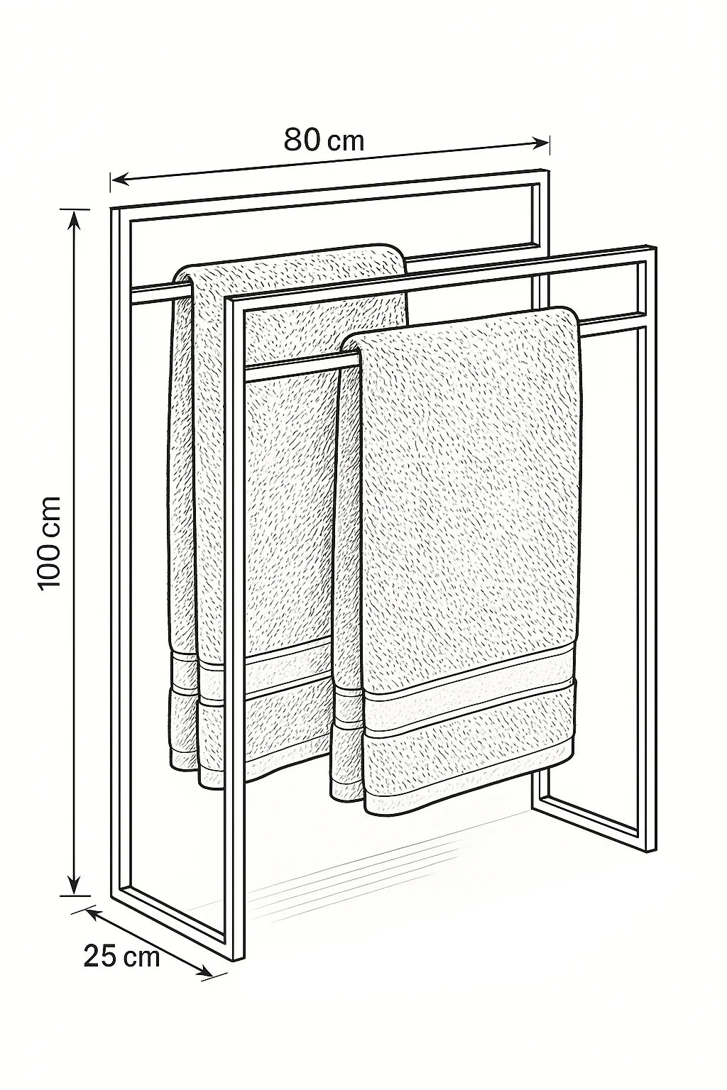 Towel Holder - Steel - Black - 100x80x25 cm - Cataloug