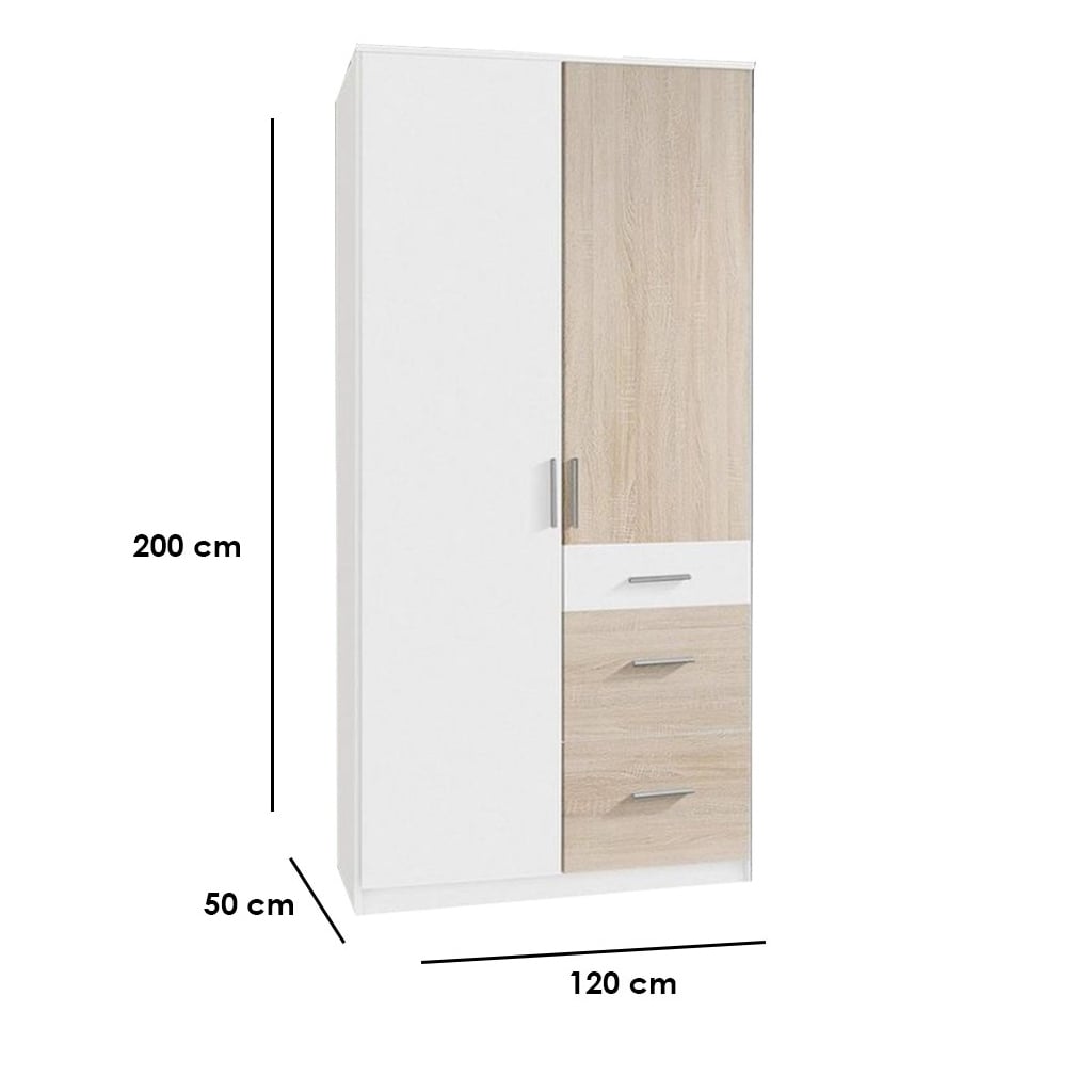 دولاب - خشب ام دي اف - أبيض وبيج - 200×120 سم