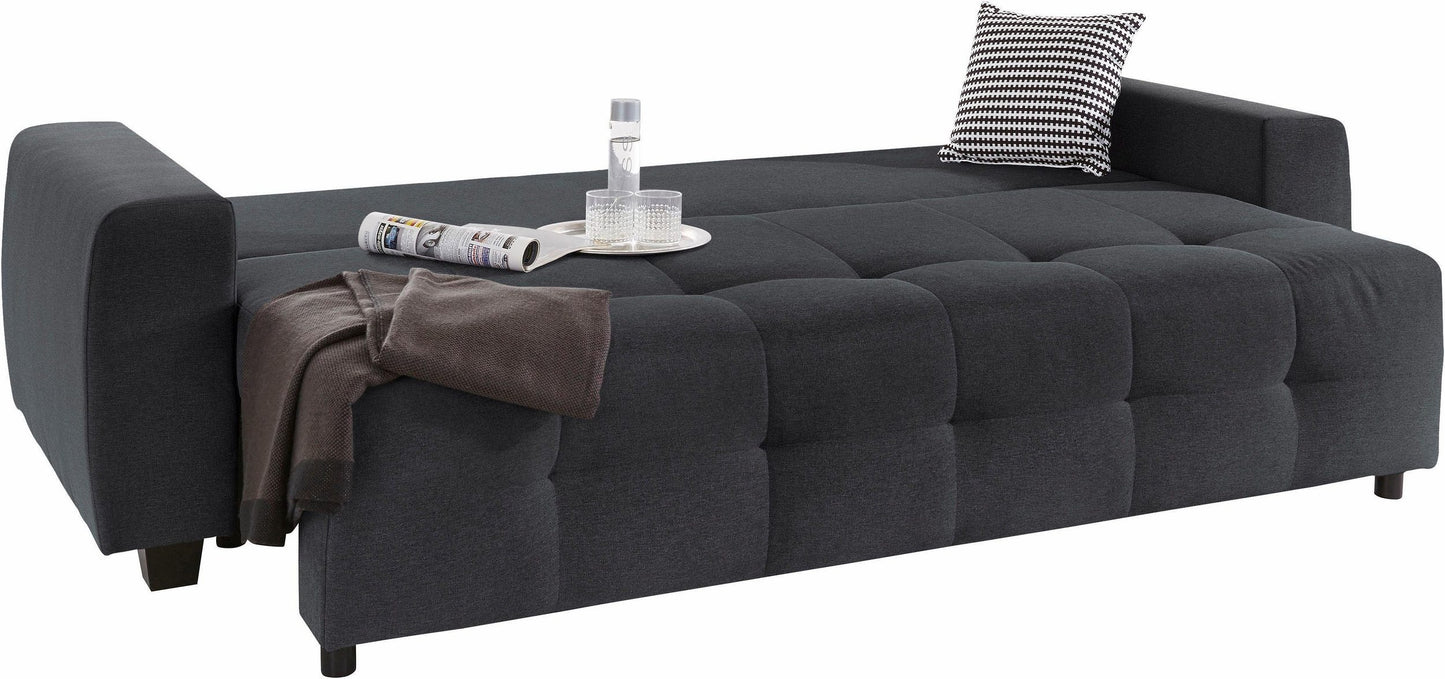 Sofa Beech Wood Linen Dark Grey 230×90
