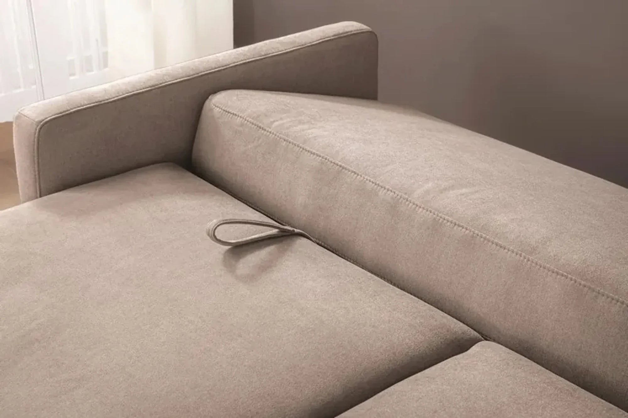 Sofa Bed - Beech Wood - Linen Fabric - Beige - 200x85 cm - Cataloug