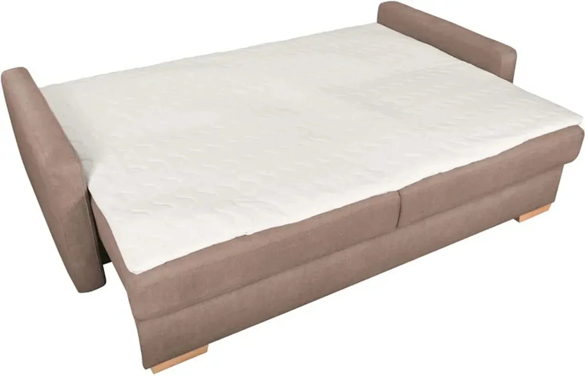 Sofa Bed - Beech Wood - Linen Fabric - Beige - 200x85 cm - Cataloug