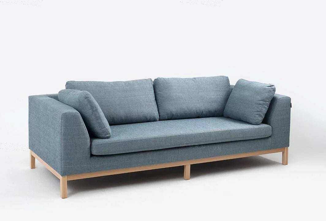 Sofa - Beech Wood - Linen Fabric - Blue - 200x85 cm - Cataloug