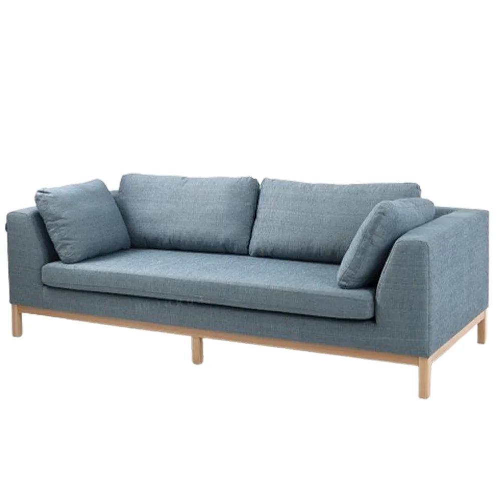 Sofa - Beech Wood - Linen Fabric - Blue - 200x85 cm - Cataloug