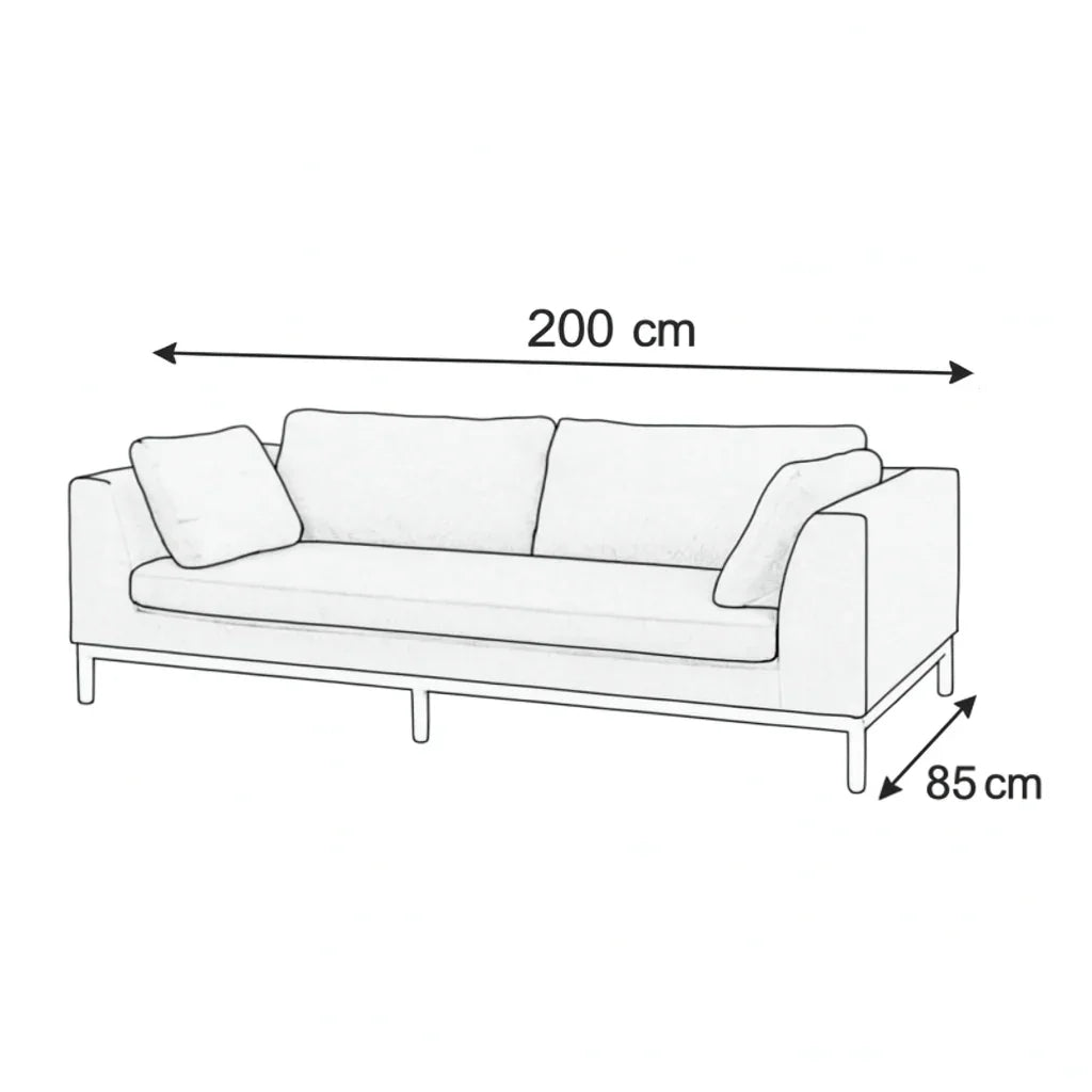 Sofa - Beech Wood - Linen Fabric - Blue - 200x85 cm - Cataloug