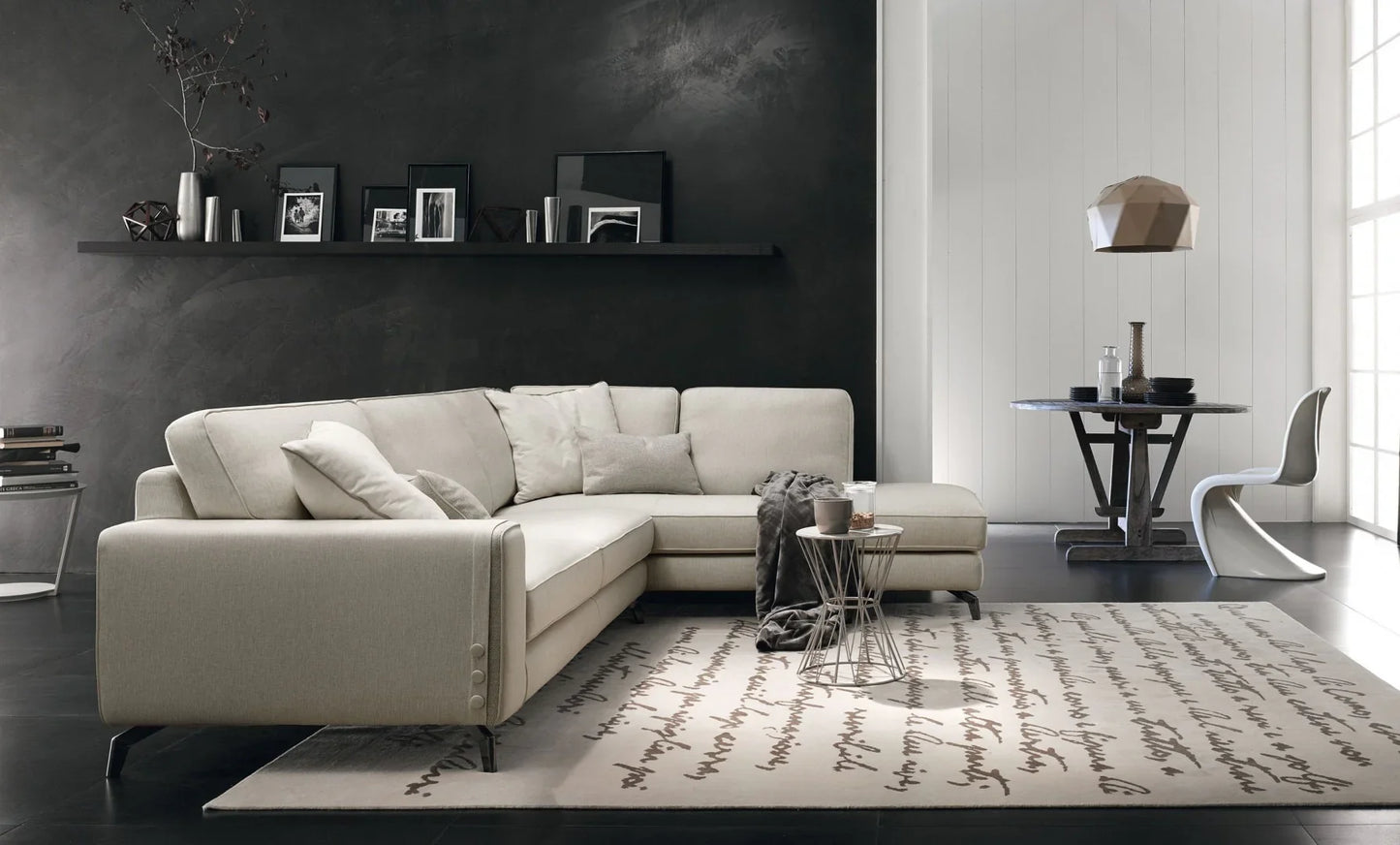 Sofa L Shape - Beech Wood - Linen Fabric - Beige - 300x200x90 cm - Cataloug