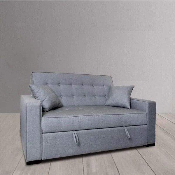 Sofa Bed - Beech Wood - Linen Fabric - Grey - 200x90 cm - Cataloug