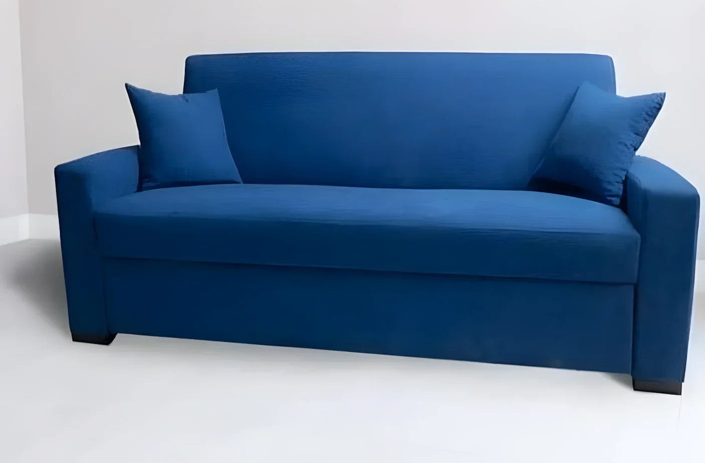 Sofa Bed - Beech Wood - Linen Fabric - Blue - 200x90 cm - Cataloug