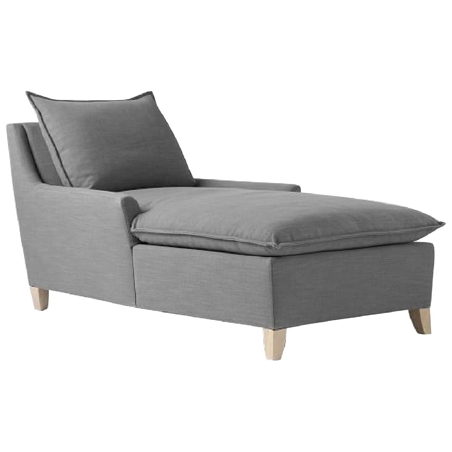 Chaise Longue Beech Wood Linen Grey 180×90