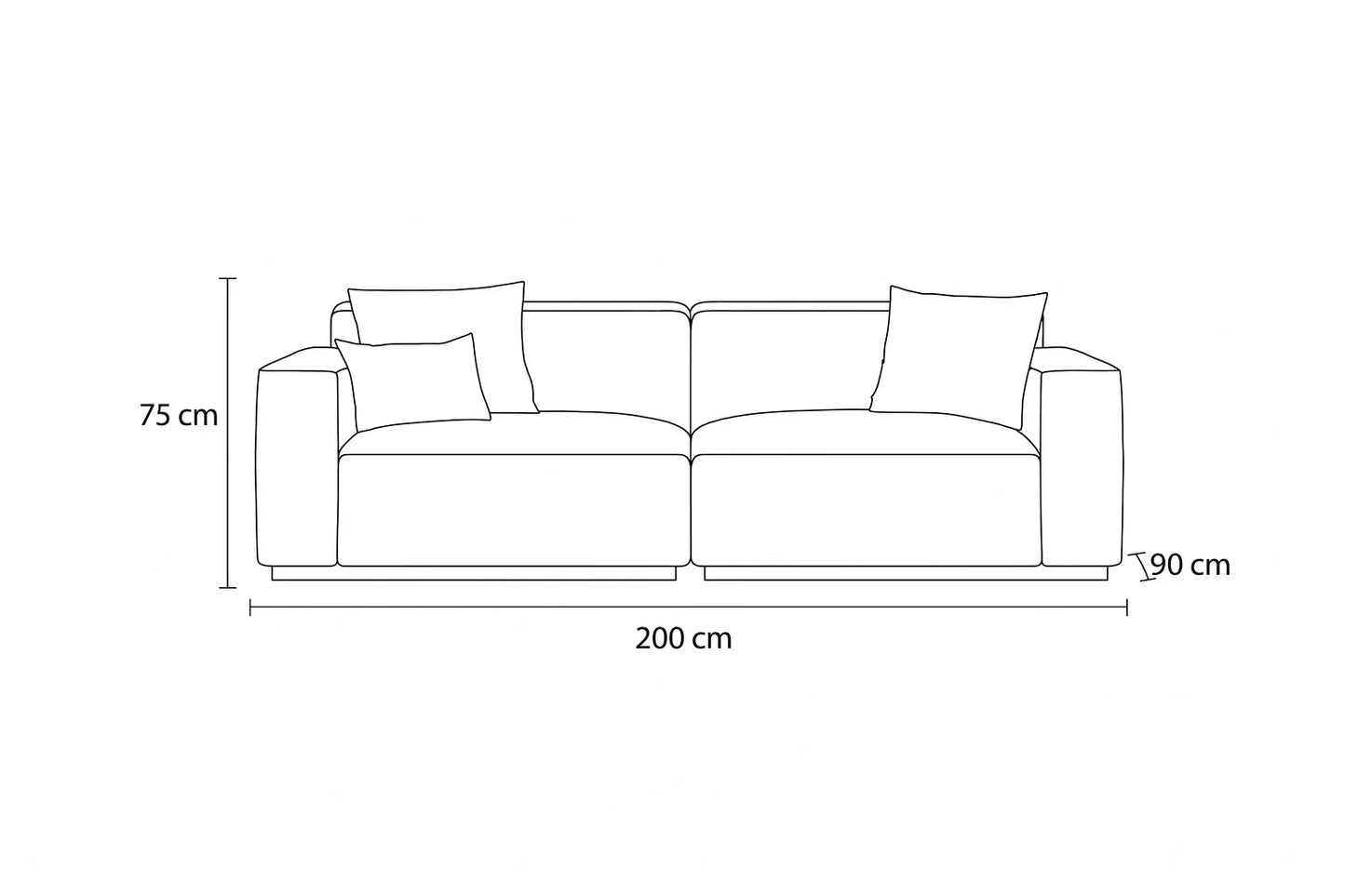 Sofa - Beech Wood - Linen Fabric - Grey - 200x90x75 cm - Cataloug