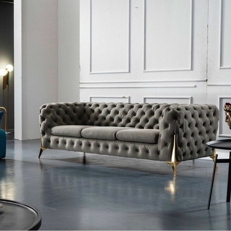 أريكة - خشب زان - مخمل - رمادي - BW.SO.503.0005