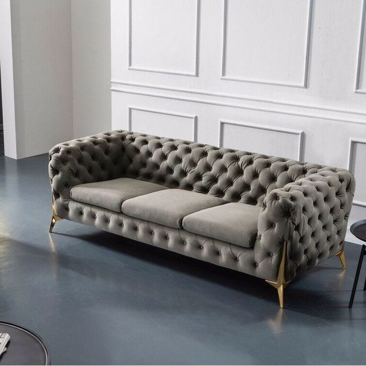 أريكة - خشب زان - مخمل - رمادي - BW.SO.503.0005