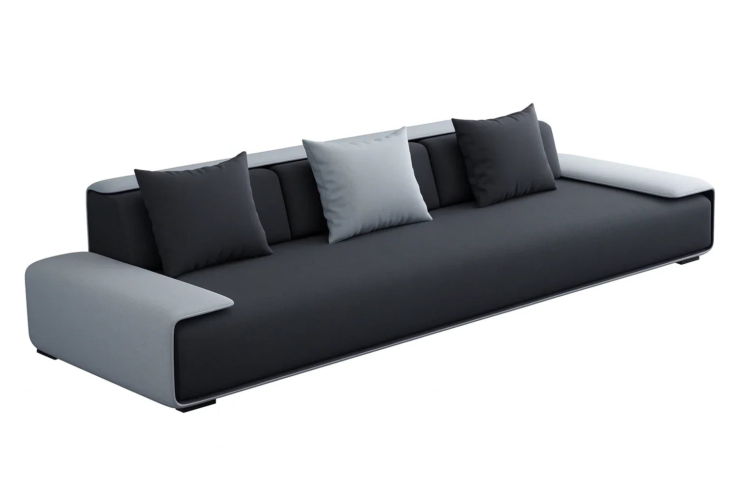 Sofa - Beech Wood - Linen Fabric - Grey & Beige - 220x90x75 cm - Cataloug