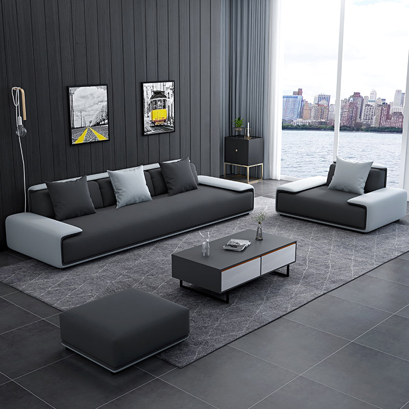 Reception Set of Beech Wood Linen Light Grey Sofa