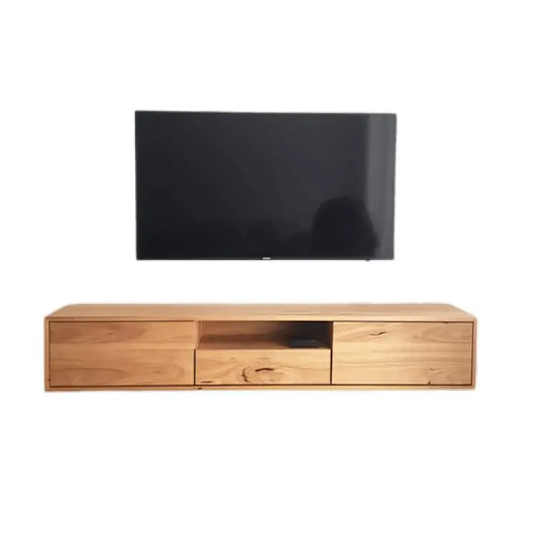وحدة تلفزيون مثبتة على الحائط - خشب إم دي إف - لون خشبي - 110x35x90 سم