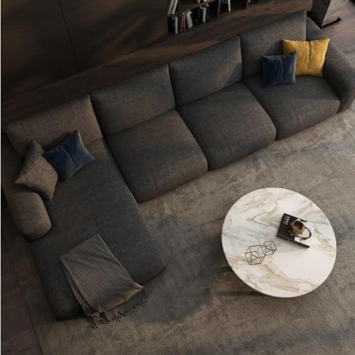 Sofa L Shape - Beech Wood - Linen Fabric - Brown - 350x180x90x75 cm - Cataloug