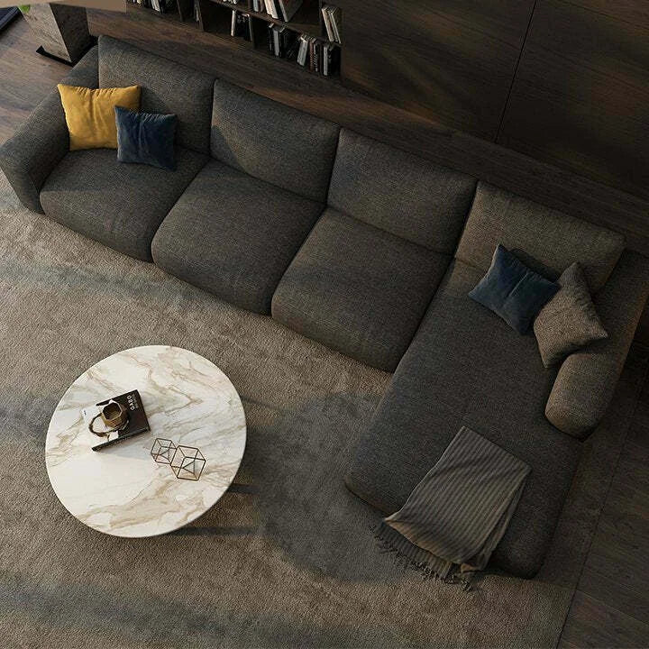 أريكة من خشب الزان والكتان باللون الرمادي الداكن 350×180×90×75