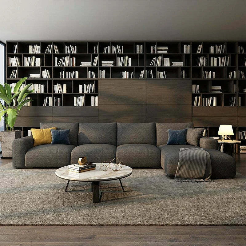 أريكة من خشب الزان والكتان باللون الرمادي الداكن 350×180×90×75