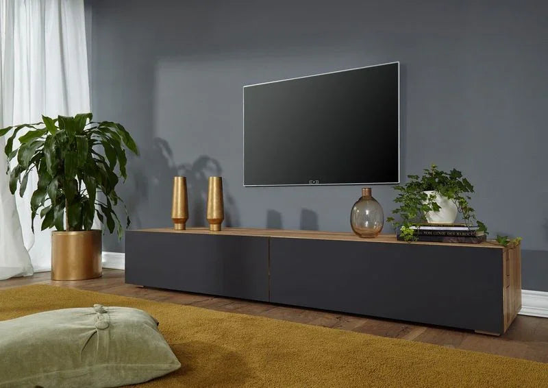 TV Unit - MDF Wood - Black & Beige - 140x30x35 cm - Cataloug