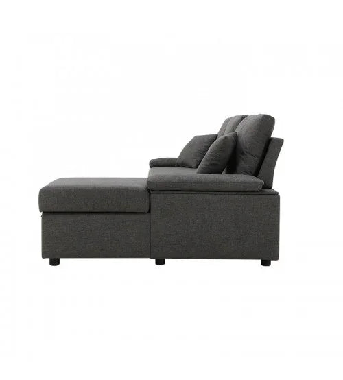Sofa Storage - Beech Wood - Linen Fabric - Grey - 240x160x90x75 cm - Cataloug