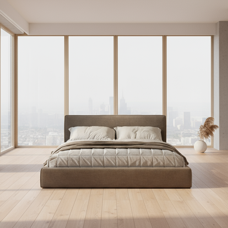 سرير - خشب ام دي اف- رمادي - متعدد المقاسات