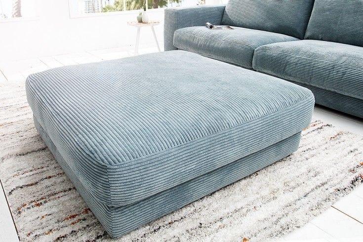 Sofa L Shape - Beech Wood - Linen Fabric - Blue - 240x180x90x75 cm - Cataloug