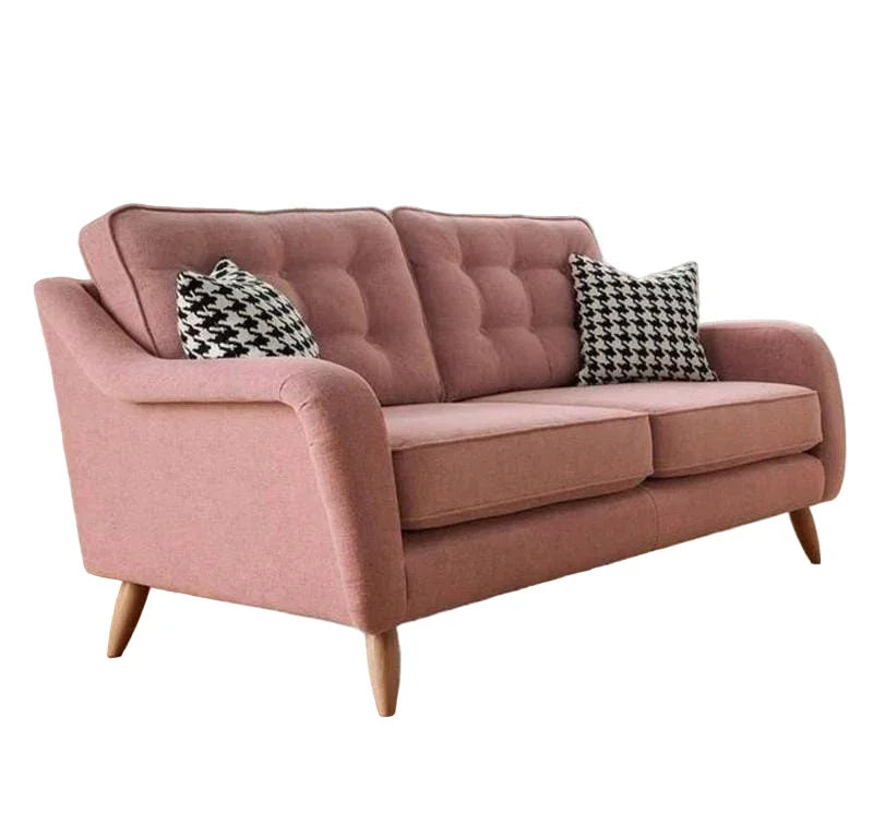Sofa - Beech Wood - Linen Fabric - Pink- 200x90x75 cm - Cataloug