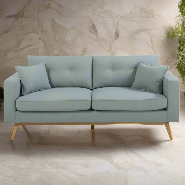 Sofa - Beech Wood - Linen Fabric - Blue - 200x90x75 cm - Cataloug