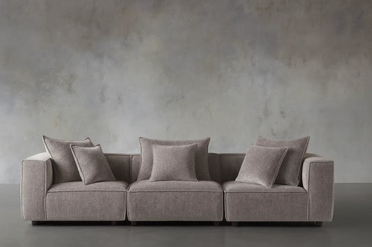 Sofa - Beech Wood - Linen Fabric - Grey - 250x100x75 cm - Cataloug