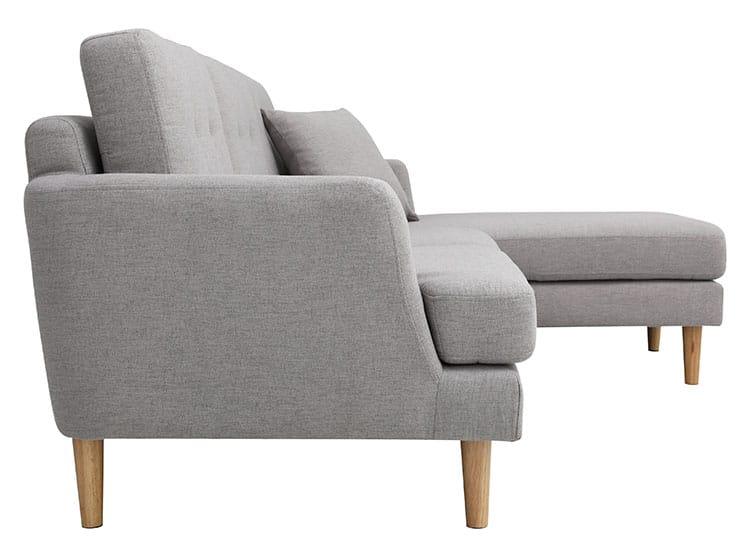 Sofa L Shape - Beech Wood - Linen Fabric - Grey - 250x170x90x75 cm - Cataloug