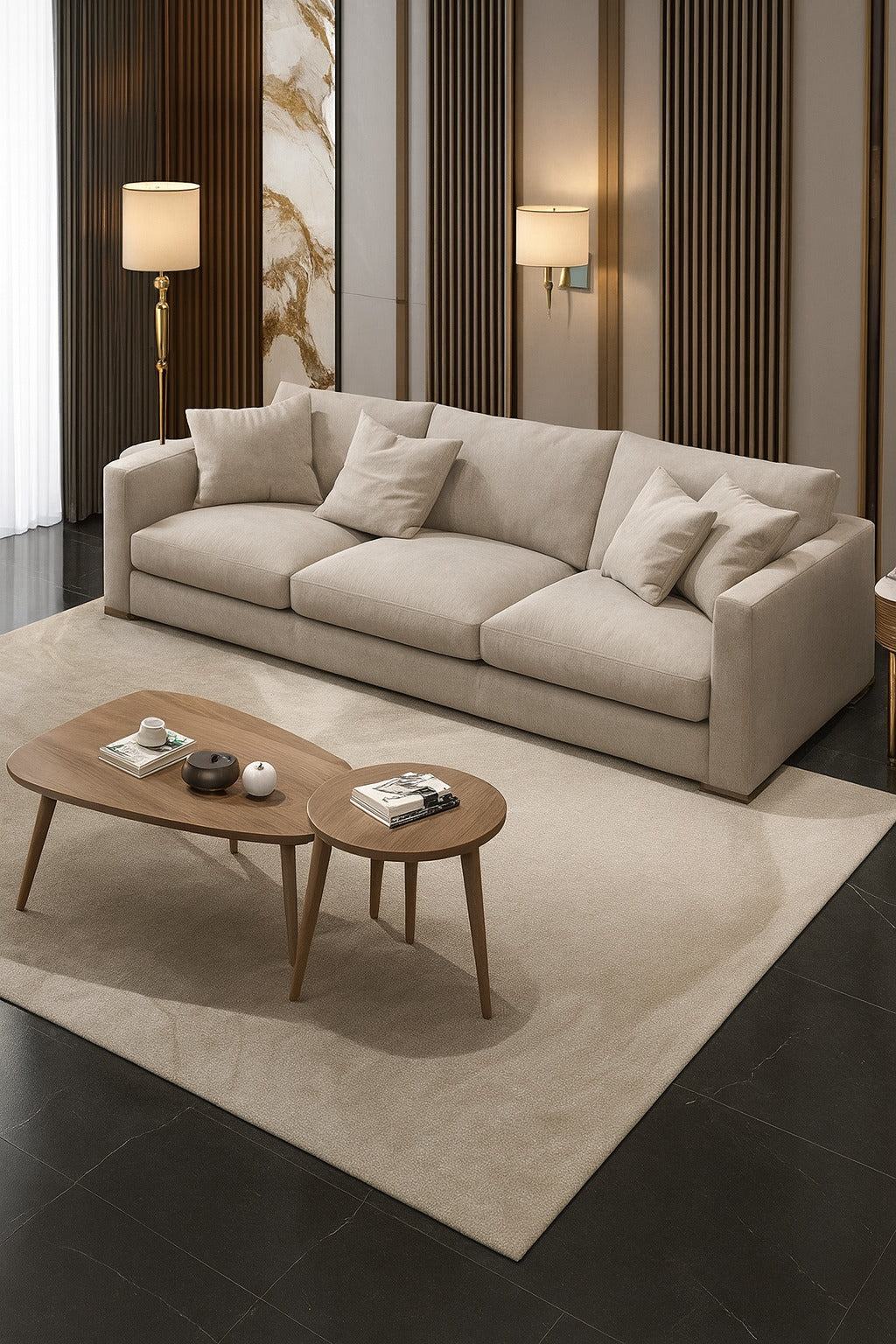 أريكة - خشب زان - كتان - بيج - BW.SO.503.0045