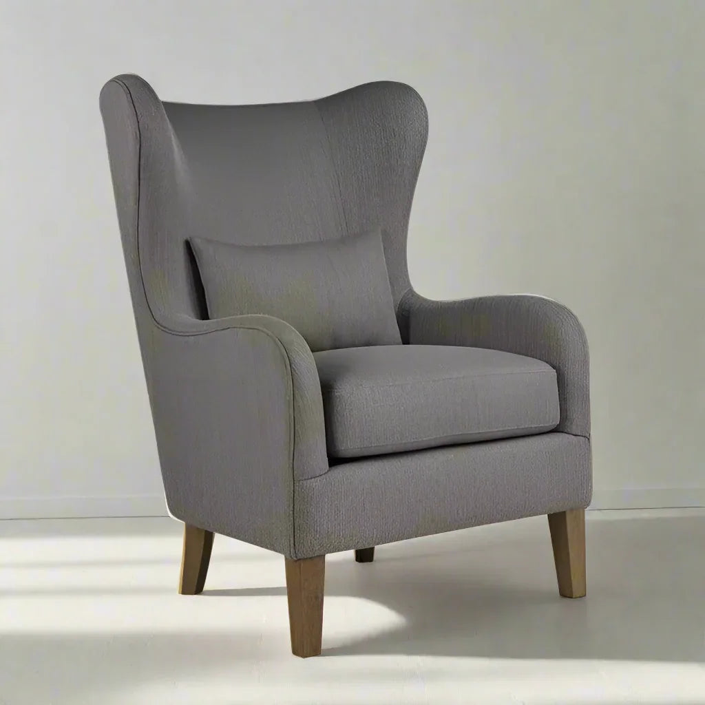 Arm Chair - Beech Wood - Linen Fabric - Grey - 80x80x110 cm
