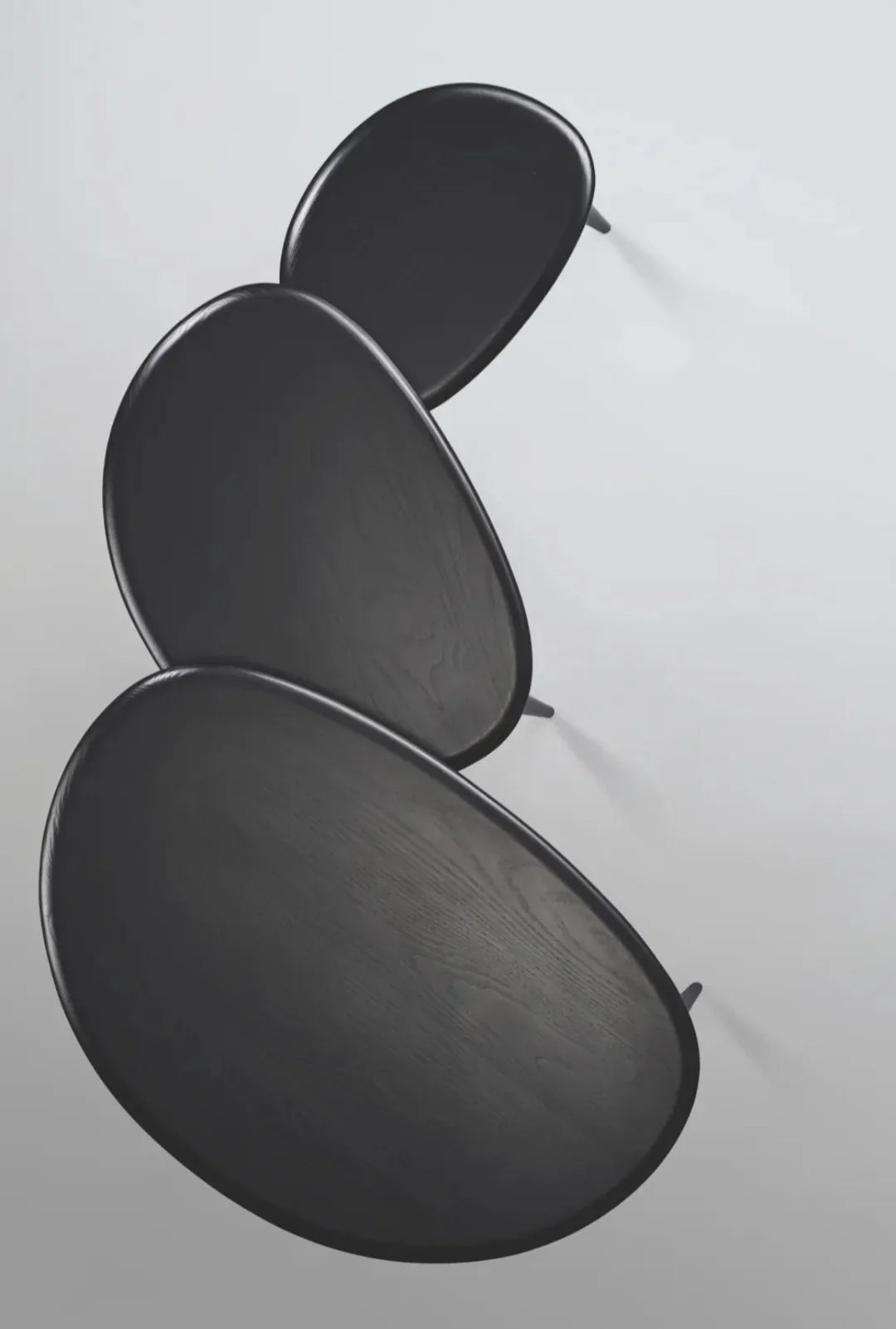 Black three-sided oval side table set - Cataloug