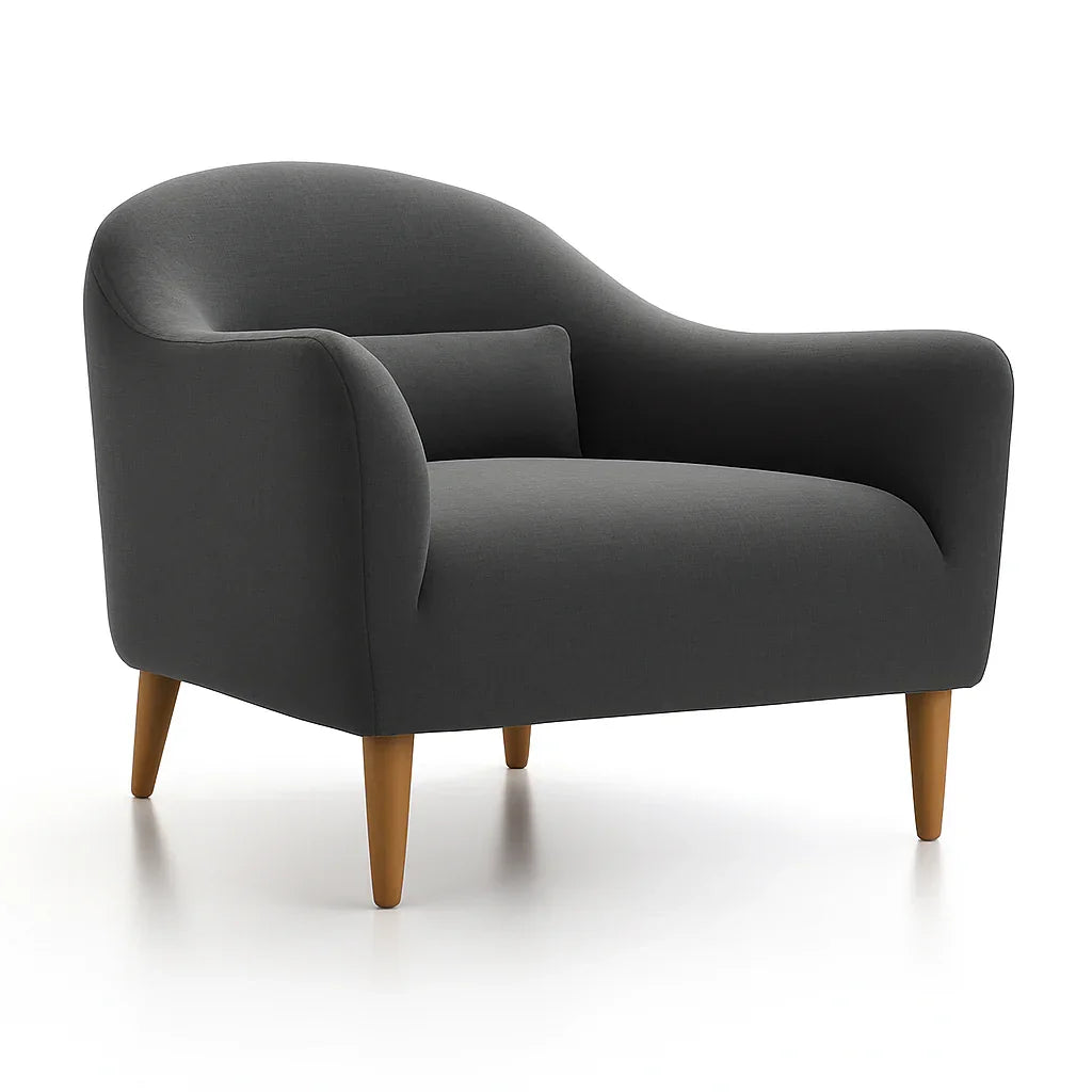 Arm Chair - Beech Wood - Linen Fabric - Grey - 80x80x90 cm - Cataloug