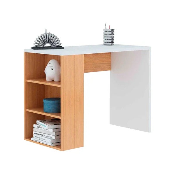 Desk - MDF Wood - White & Beige - 100x60x75 cm - Cataloug