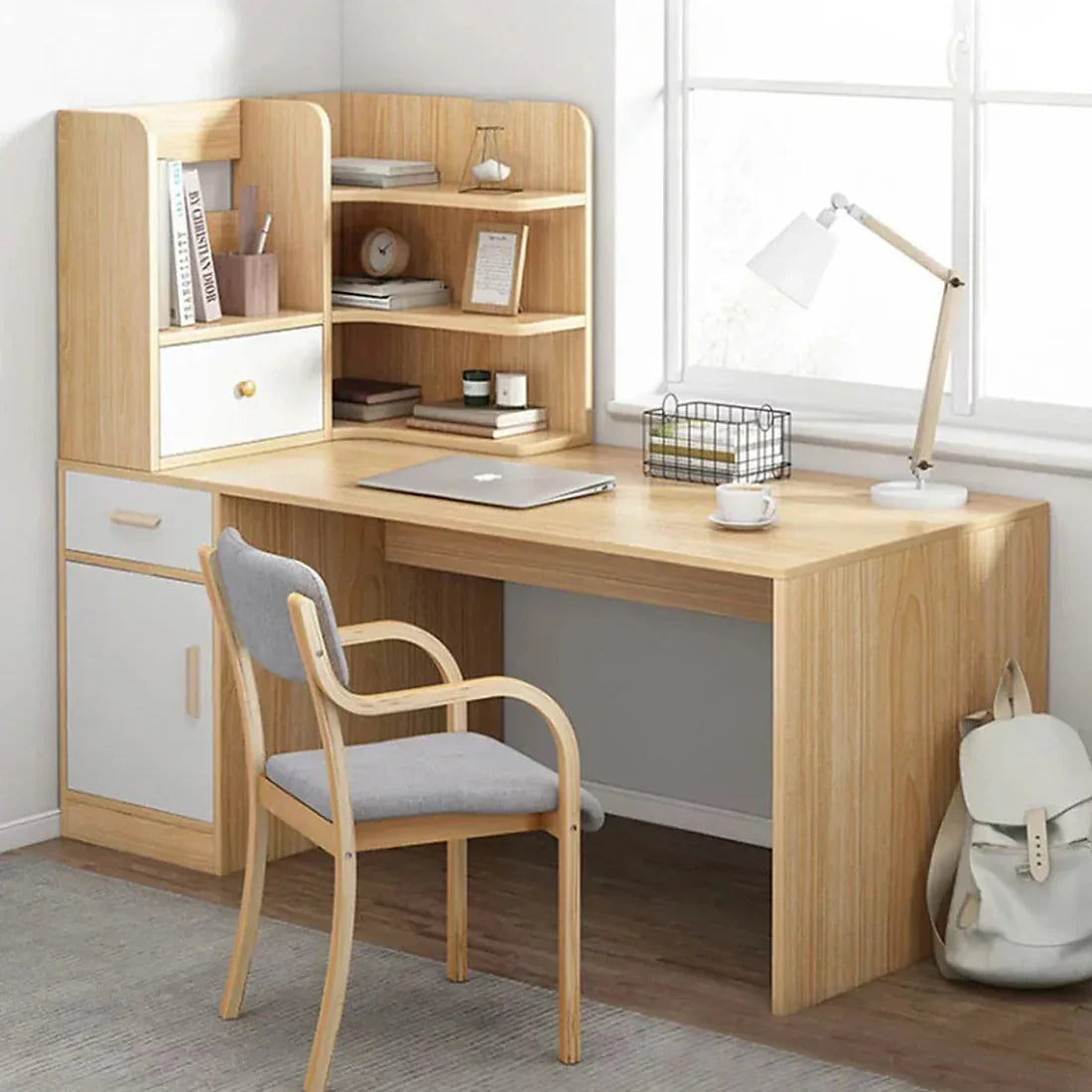 Desk - MDF Wood - Beige & White - 120x60x125 cm - Cataloug