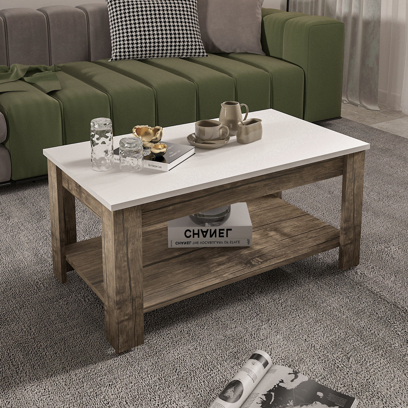 Coffee Table - MDF - Multi Color -92x52x43 cm