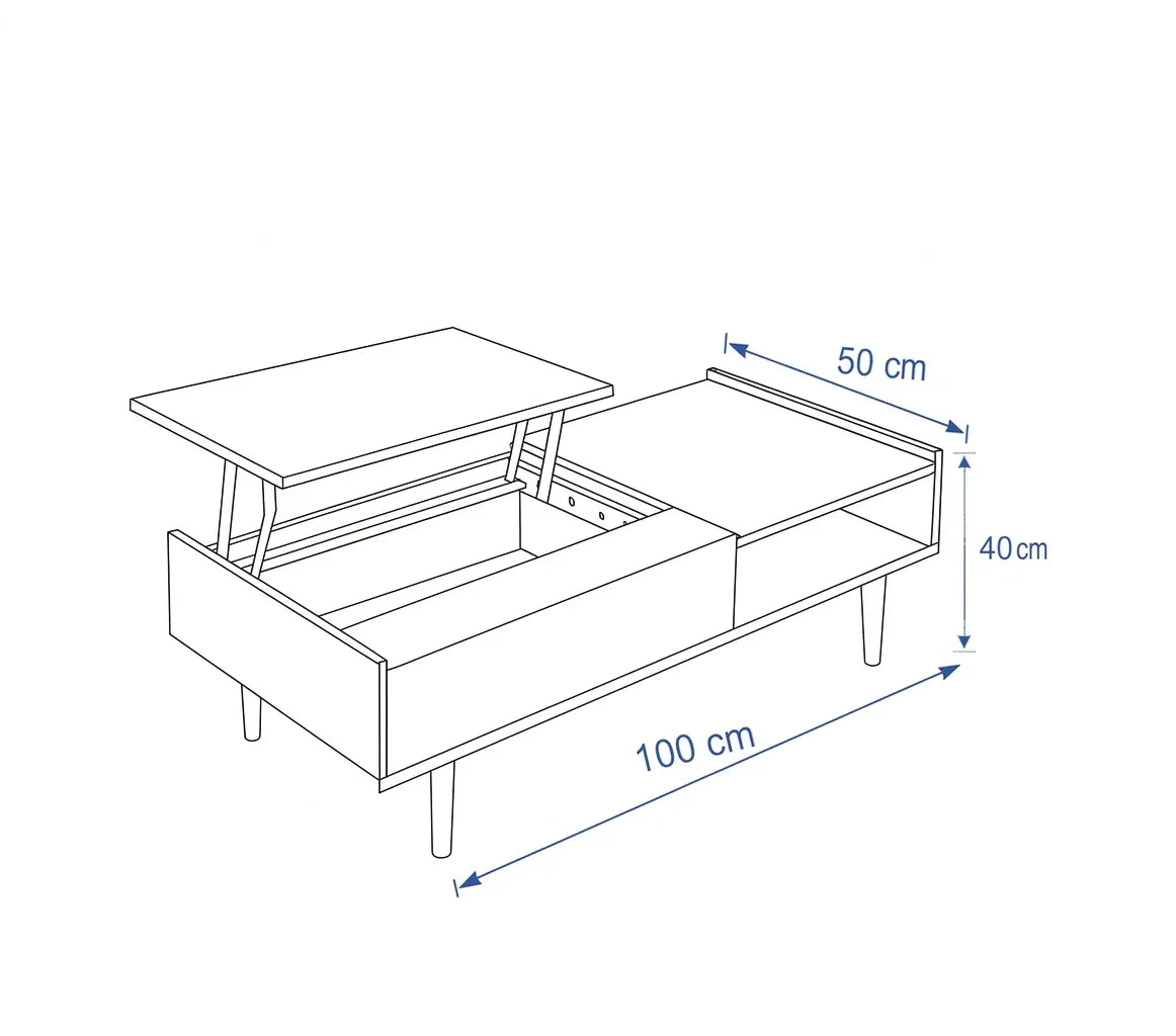 Coffee table - MDF Wood - Brown & White - 100x50x40 cm - Cataloug