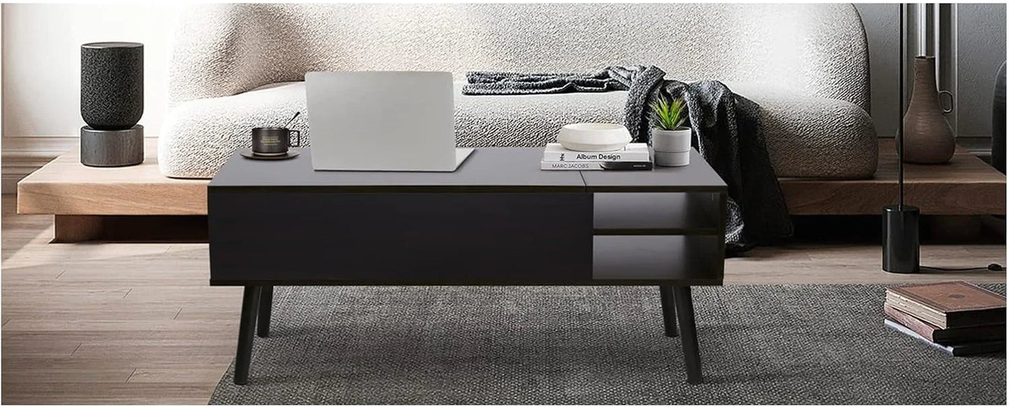 Coffee table - MDF wood - Black - 100x50x40 cm - Cataloug