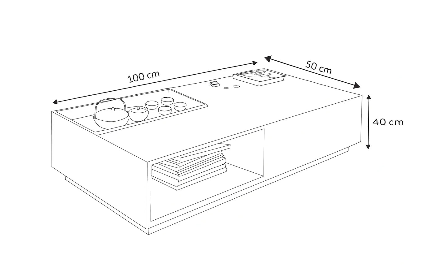 Coffee table - MDF wood - Black & Brown - 100x50x40 cm - Cataloug