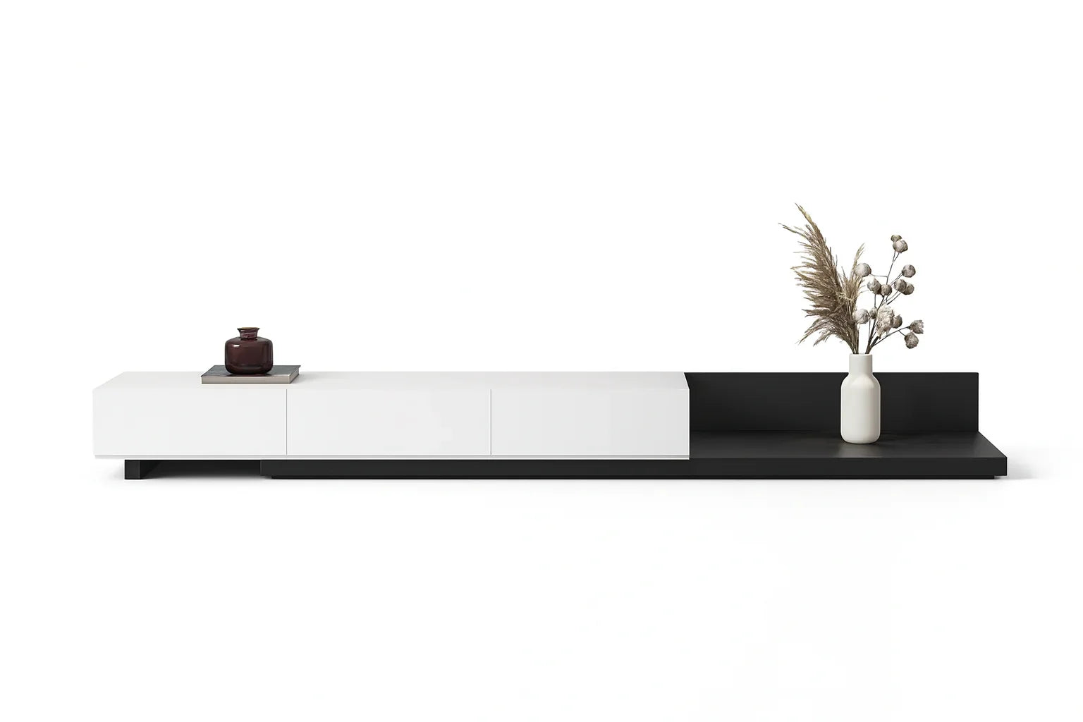 TV table - MDF wood - White & Black - 220x35x35 cm - Cataloug